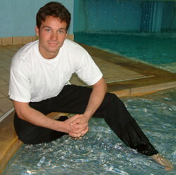 swim shirt and nylon pants in swimmingpool