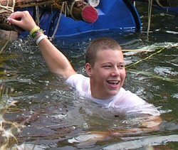 raft building wet and fully clothed