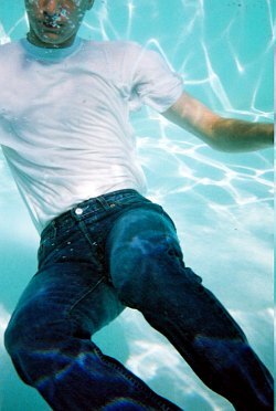 swimming in jeans