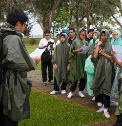 aqua hiking class in poncho capes with hood